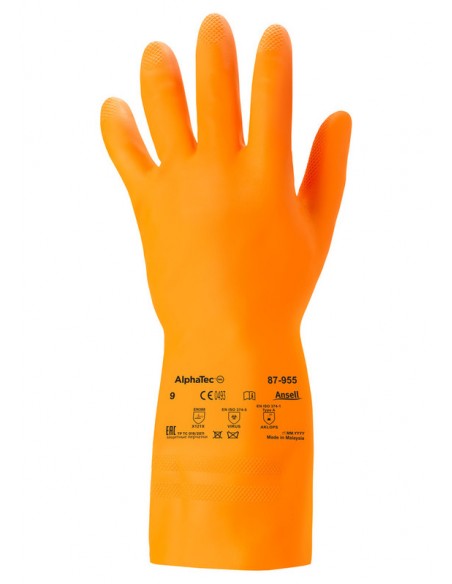 GUANTE LATEX NARANJA ALPHATEC 87955 (12X12)
